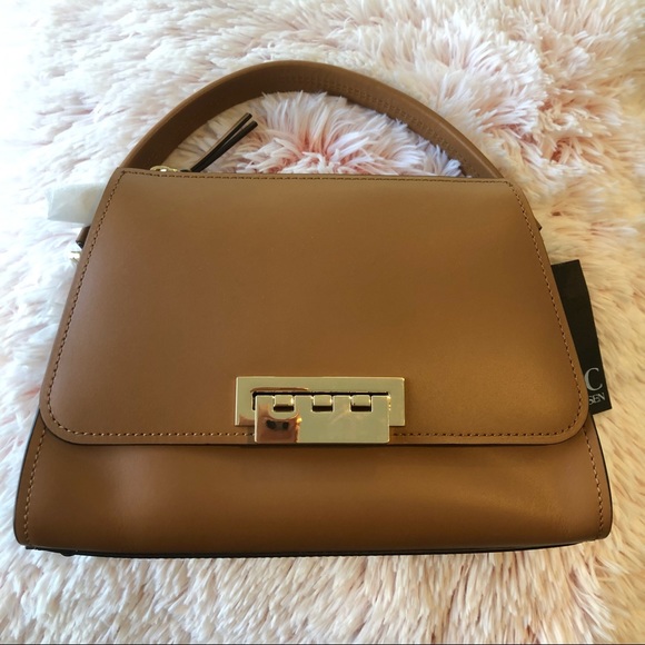 ZAC POSEN Eartha Zip Top Crossbody, Camel color, NWT. - Picture 2 of 12